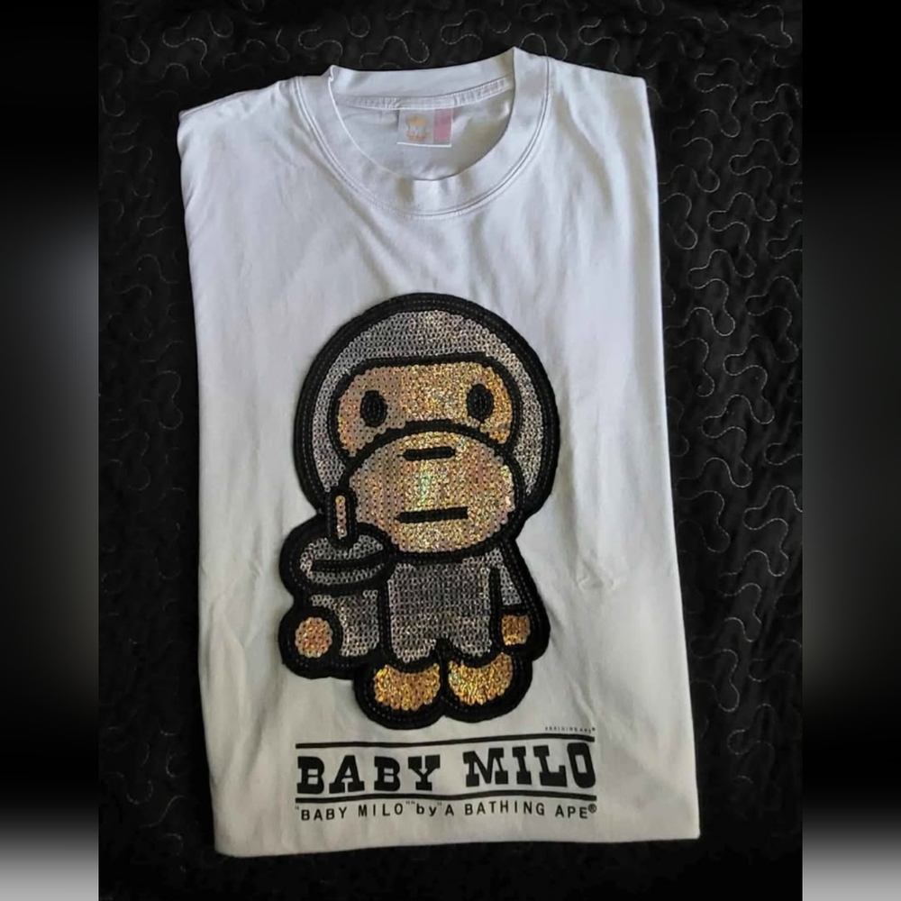 Baby Milo Sequin Graphic Tee - White